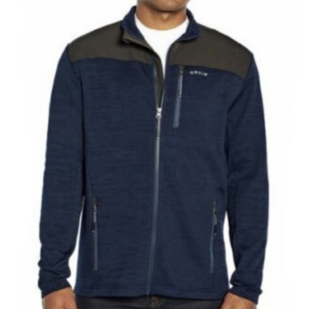 Orvis Fleece Bonded Zip Jacket NEW Windbreaker Coat Softshell Mens XXL Blue